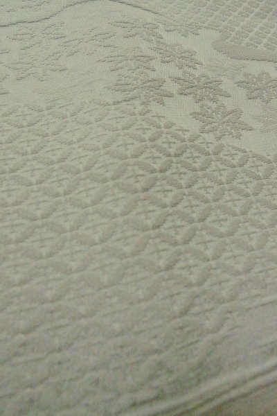 Photo10: P0109I Vintage Japanese kimono Pale Grayish Light Blue HAORI short jacket for women / Silk., Base woven pattern: mountains, river, stream, Crossed circles, Dapple pattern (Grade C) (10)