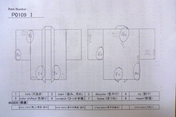 Photo13: P0109I Vintage Japanese kimono Pale Grayish Light Blue HAORI short jacket for women / Silk., Base woven pattern: mountains, river, stream, Crossed circles, Dapple pattern (Grade C) (13)