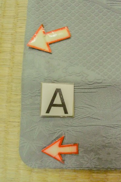 Photo14: P0109I Vintage Japanese kimono Pale Grayish Light Blue HAORI short jacket for women / Silk., Base woven pattern: mountains, river, stream, Crossed circles, Dapple pattern (Grade C) (14)