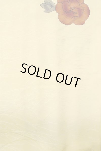 Photo5: P0109K Vintage Japanese kimono Shiny Ivory HAORI short jacket for women / Silk. Camellia (Grade B) (5)