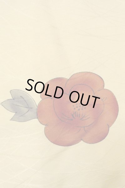 Photo6: P0109K Vintage Japanese kimono Shiny Ivory HAORI short jacket for women / Silk. Camellia (Grade B) (6)