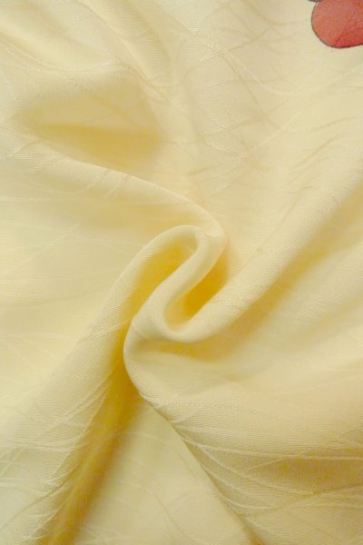 Photo12: P0109K Vintage Japanese kimono Shiny Ivory HAORI short jacket for women / Silk. Camellia (Grade B) (12)