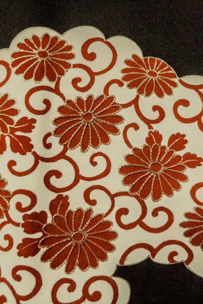 Photo6: Mint P0109L Vintage Japanese kimono Black HAORI short jacket for women / Silk. Chrysanthemum (Grade A) (6)