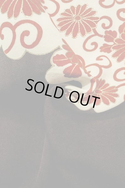 Photo10: Mint P0109L Vintage Japanese kimono Black HAORI short jacket for women / Silk. Chrysanthemum (Grade A) (10)