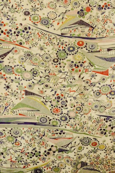 Photo2: P0109N Vintage Japanese kimono White HAORI short jacket for women / Silk. Flower (Grade C) (2)