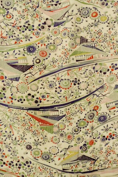 Photo3: P0109N Vintage Japanese kimono White HAORI short jacket for women / Silk. Flower (Grade C) (3)