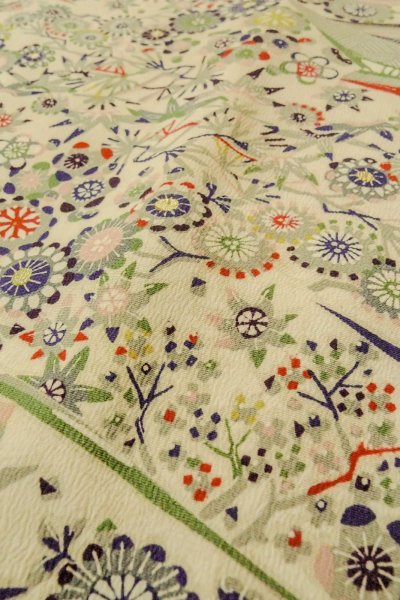 Photo7: P0109N Vintage Japanese kimono White HAORI short jacket for women / Silk. Flower (Grade C) (7)