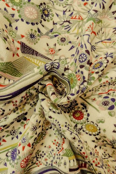 Photo10: P0109N Vintage Japanese kimono White HAORI short jacket for women / Silk. Flower (Grade C) (10)