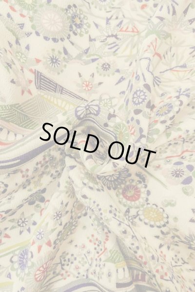 Photo10: P0109N Vintage Japanese kimono White HAORI short jacket for women / Silk. Flower (Grade C) (10)
