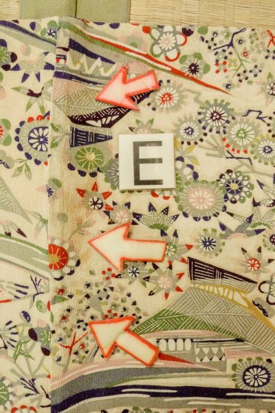 Photo17: P0109N Vintage Japanese kimono White HAORI short jacket for women / Silk. Flower (Grade C) (17)