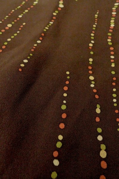 Photo8: P0109O Vintage Japanese kimono Dark Brown HAORI short jacket for women / Silk. Dot (Grade C) (8)