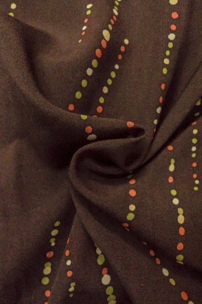 Photo11: P0109O Vintage Japanese kimono Dark Brown HAORI short jacket for women / Silk. Dot (Grade C) (11)