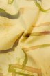 Photo8: P0109P Vintage Japanese kimono Pale Yellow HAORI short jacket for women / Silk. Abstract pattern (Grade B) (8)