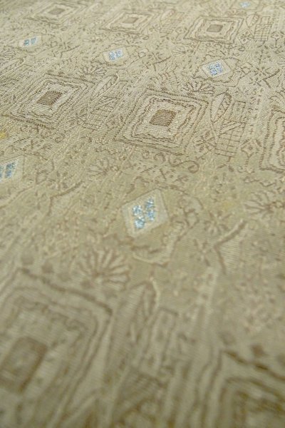 Photo9: P0109Q Vintage Japanese kimono Gray HAORI short jacket for women / Silk. Geometrical pattern (Grade B) (9)