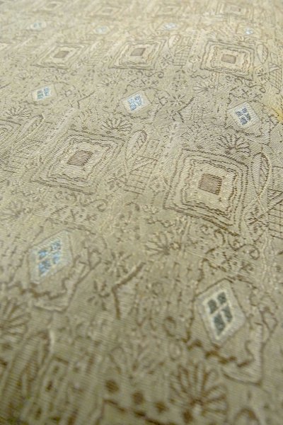 Photo10: P0109Q Vintage Japanese kimono Gray HAORI short jacket for women / Silk. Geometrical pattern (Grade B) (10)