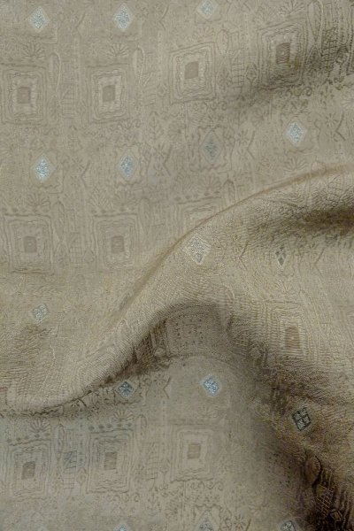 Photo12: P0109Q Vintage Japanese kimono Gray HAORI short jacket for women / Silk. Geometrical pattern (Grade B) (12)