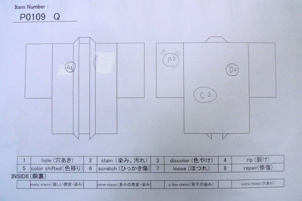 Photo13: P0109Q Vintage Japanese kimono Gray HAORI short jacket for women / Silk. Geometrical pattern (Grade B) (13)