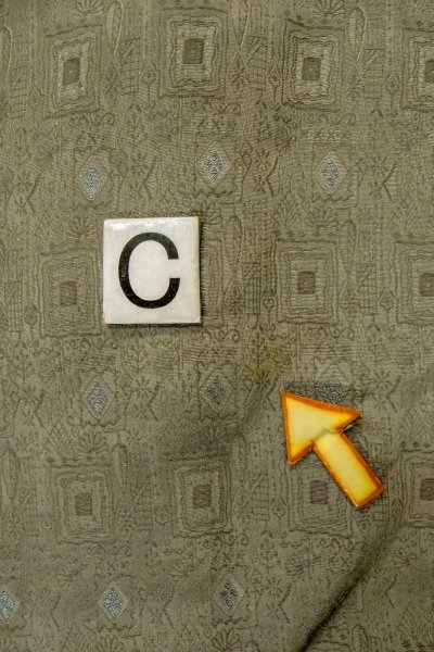 Photo16: P0109Q Vintage Japanese kimono Gray HAORI short jacket for women / Silk. Geometrical pattern (Grade B) (16)