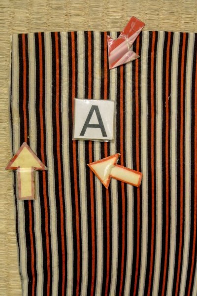 Photo11: P0109R Vintage Japanese kimono Vivid Red HAORI short jacket for women / Silk. Stripes (Grade D) (11)