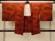Photo1: P0109S Vintage Japanese kimono Vivid Vermilion HAORI short jacket for women / Silk. Cloud (Grade B) (1)