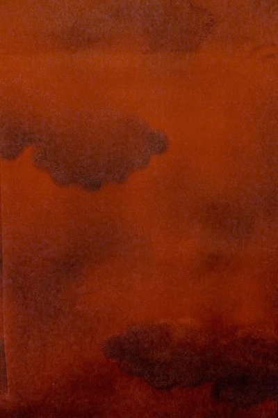 Photo4: P0109S Vintage Japanese kimono Vivid Vermilion HAORI short jacket for women / Silk. Cloud (Grade B) (4)