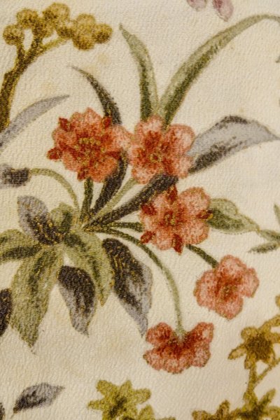 Photo5: P0109T Vintage Japanese kimono White HAORI short jacket for women / Silk. Flower (Grade C) (5)