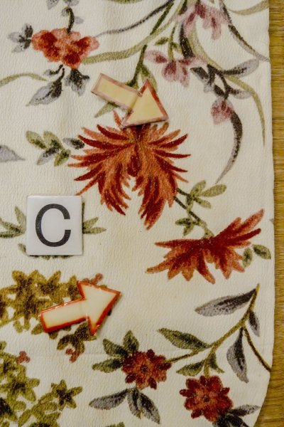 Photo16: P0109T Vintage Japanese kimono White HAORI short jacket for women / Silk. Flower (Grade C) (16)