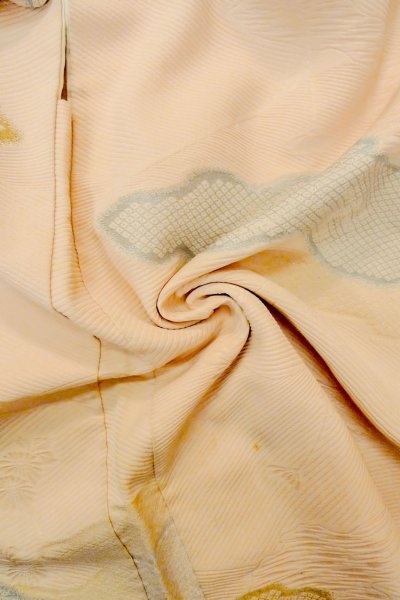 Photo12: P0109V Vintage Japanese kimono Light Pink HAORI short jacket for women / Silk. Gap in a cloud (Grade C) (12)