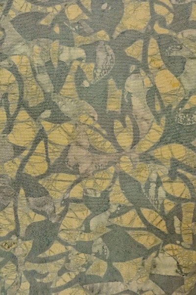 Photo5: P0109W Vintage Japanese kimono Light Grayish Light Blue HAORI short jacket for women / Silk. Abstract pattern (Grade C) (5)