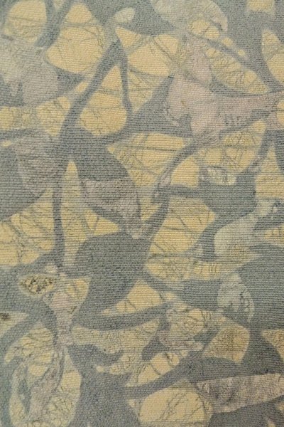 Photo6: P0109W Vintage Japanese kimono Light Grayish Light Blue HAORI short jacket for women / Silk. Abstract pattern (Grade C) (6)