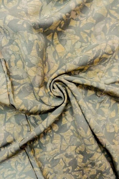 Photo12: P0109W Vintage Japanese kimono Light Grayish Light Blue HAORI short jacket for women / Silk. Abstract pattern (Grade C) (12)