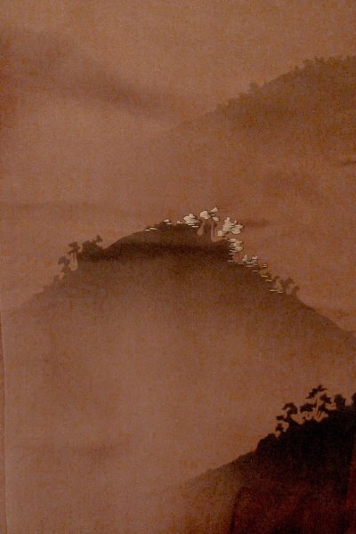 Photo3: P0109X Vintage Japanese kimono Dark Brownish Dark Red HAORI short jacket for women / Silk. Mountain (Grade B) (3)