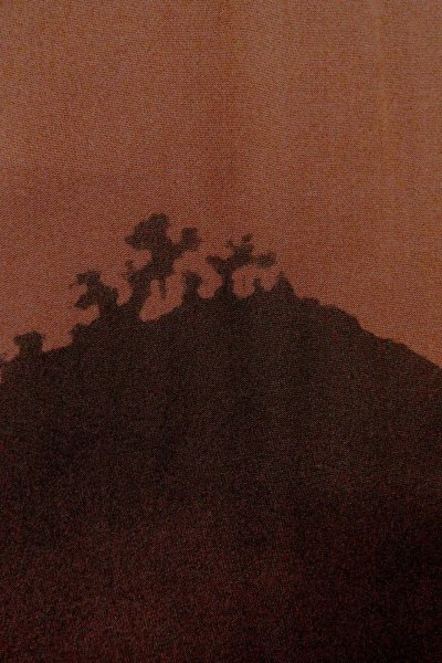 Photo7: P0109X Vintage Japanese kimono Dark Brownish Dark Red HAORI short jacket for women / Silk. Mountain (Grade B) (7)