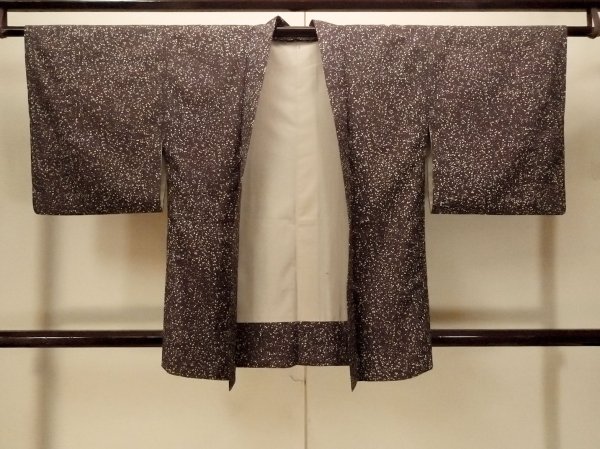 Photo1: P0109Y Vintage Japanese kimono Dark Purple HAORI short jacket for women / Synthetic. Dot (Grade B) (1)