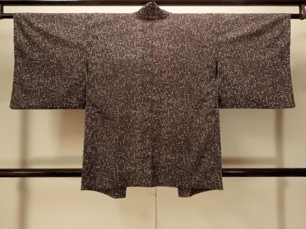 Photo2: P0109Y Vintage Japanese kimono Dark Purple HAORI short jacket for women / Synthetic. Dot (Grade B) (2)
