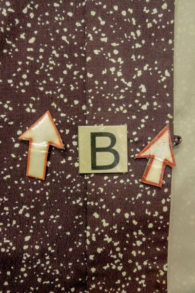 Photo13: P0109Y Vintage Japanese kimono Dark Purple HAORI short jacket for women / Synthetic. Dot (Grade B) (13)