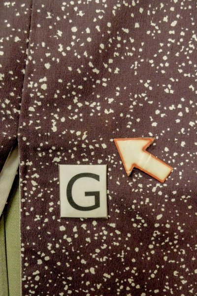 Photo18: P0109Y Vintage Japanese kimono Dark Purple HAORI short jacket for women / Synthetic. Dot (Grade B) (18)