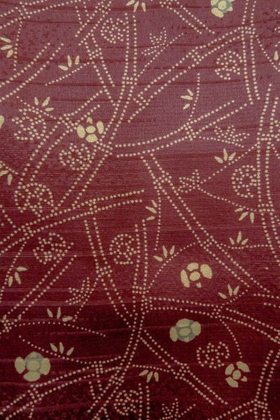 Photo5: P0109Z Vintage Japanese kimono Dark Dark Red HAORI short jacket for women / Silk. Bamboo leaf (Grade D) (5)