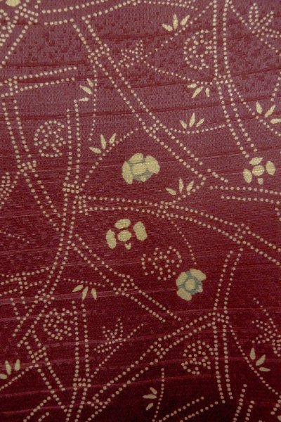 Photo6: P0109Z Vintage Japanese kimono Dark Dark Red HAORI short jacket for women / Silk. Bamboo leaf (Grade D) (6)