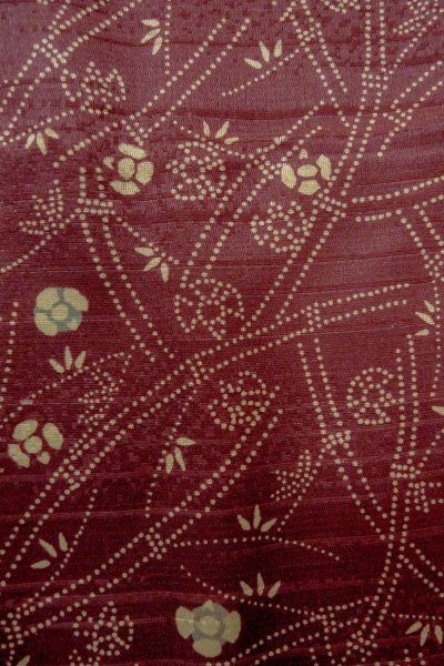 Photo7: P0109Z Vintage Japanese kimono Dark Dark Red HAORI short jacket for women / Silk. Bamboo leaf (Grade D) (7)