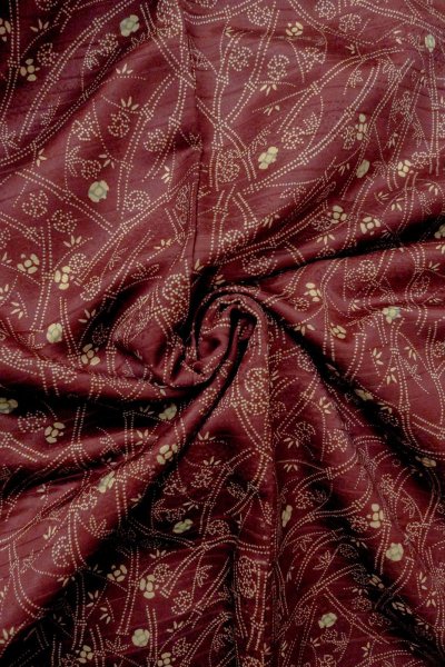 Photo9: P0109Z Vintage Japanese kimono Dark Dark Red HAORI short jacket for women / Silk. Bamboo leaf (Grade D) (9)