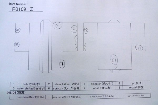 Photo10: P0109Z Vintage Japanese kimono Dark Dark Red HAORI short jacket for women / Silk. Bamboo leaf (Grade D) (10)