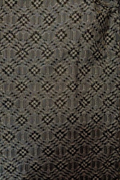 Photo3: P0110A Vintage Japanese kimono Black HAORI short jacket for women / Silk. Geometrical pattern (Grade B) (3)