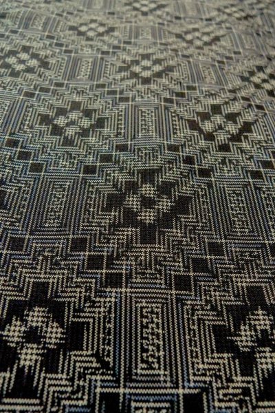 Photo10: P0110A Vintage Japanese kimono Black HAORI short jacket for women / Silk. Geometrical pattern (Grade B) (10)