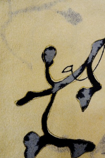 Photo5: P0110B Vintage Japanese kimono Grayish Beige HAORI short jacket for women / Silk. Flower (Grade B) (5)