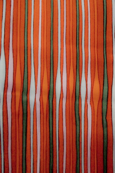 Photo5: Mint P0110C Vintage Japanese kimono Vivid Red HAORI short jacket for women / Silk. Curved lines (Grade A) (5)