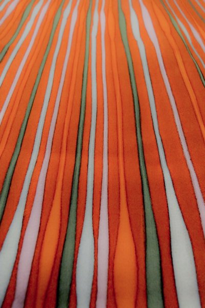 Photo10: Mint P0110C Vintage Japanese kimono Vivid Red HAORI short jacket for women / Silk. Curved lines (Grade A) (10)