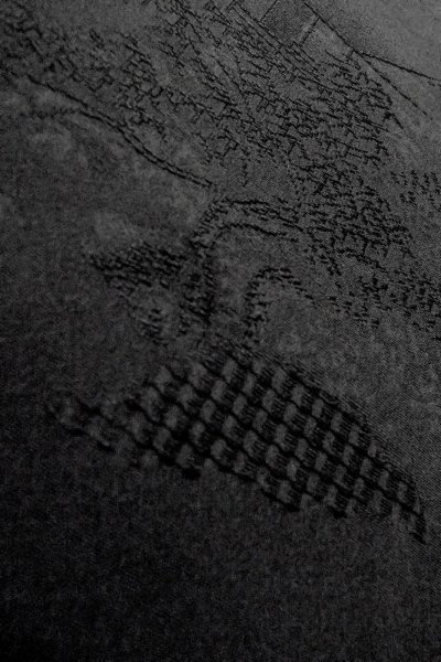 Photo9: P0110D Vintage Japanese kimono Black HAORI short jacket for women / Silk. (Grade B) (9)