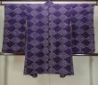 Photo2: P0120A Antique Japanese kimono Dark Purple HAORI short jacket for women / Silk. Dapple pattern (Grade C) (2)