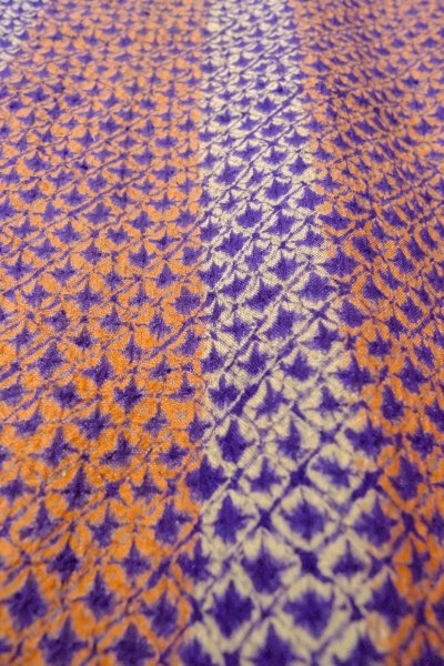 Photo9: Mint P0120C Antique Japanese kimono Dark Coral HAORI short jacket for women / Silk. Plaid Checks (Grade A) (9)